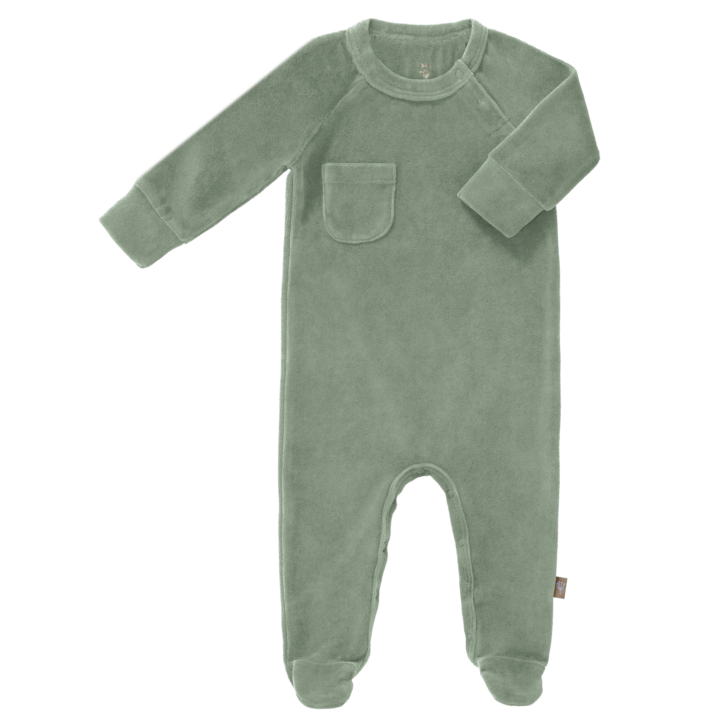 Pyjama mit Füssen Velours - Forest green