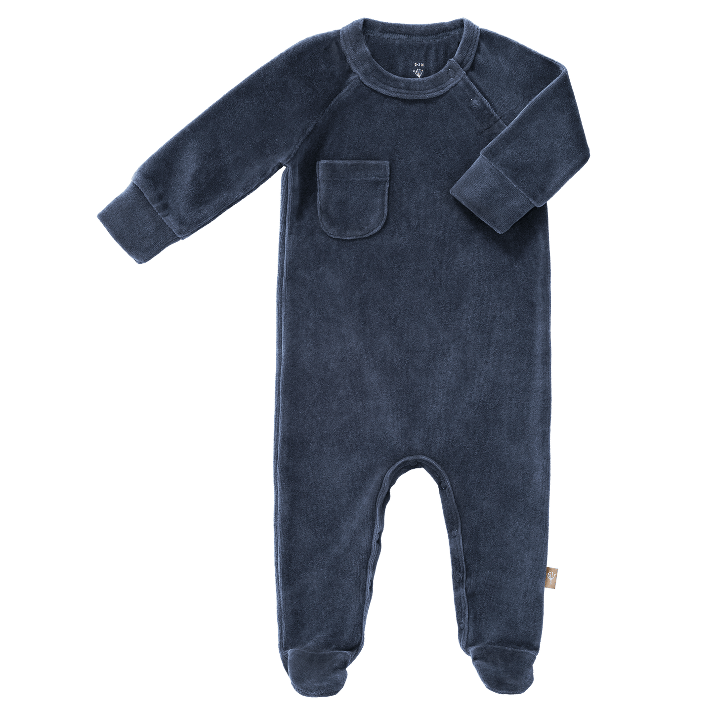 Pyjama mit Füssen Velours - Indigo