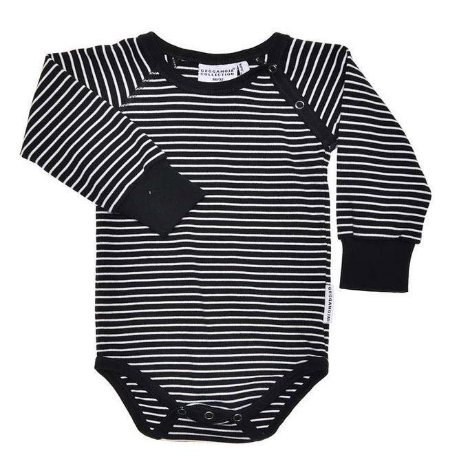 Langarm Body - schwarz/weiss - Ape Kids