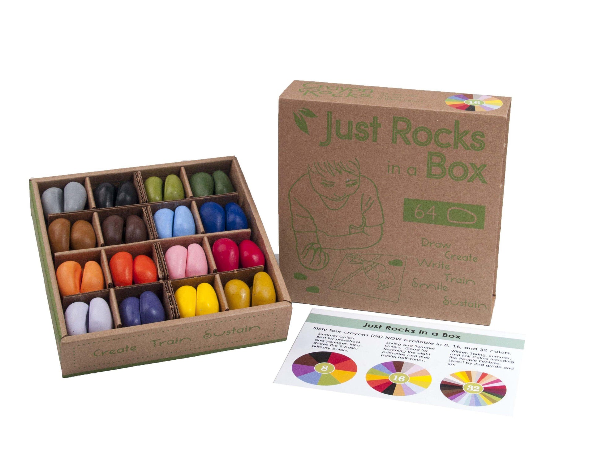 Crayon Rocks in Box - 16 Farben / 64 Stk. - Ape Kids